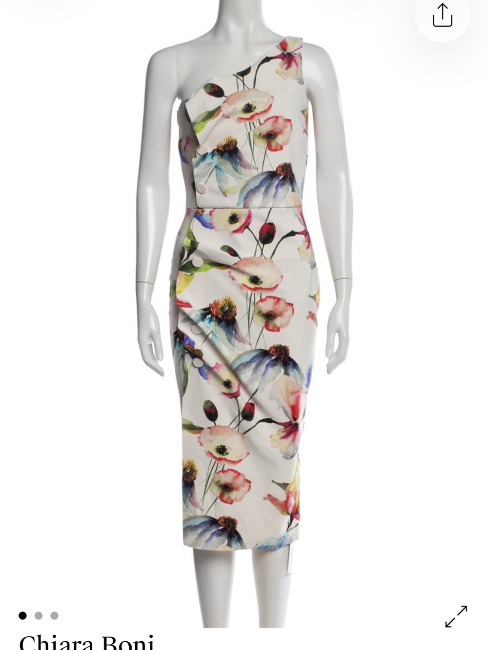 Chiara Boni White One-Shoulder
Floral Print Dress